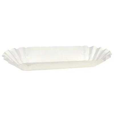 Hot Dog Food Tray Base 6 IN Paper White Fluted 3000/Case
