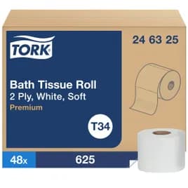 Tork T34 Toilet Paper & Tissue Roll 4X3.75 IN 208.333 FT 2PLY White Embossed Premium 625 Sheets/Roll 48 Rolls/Case