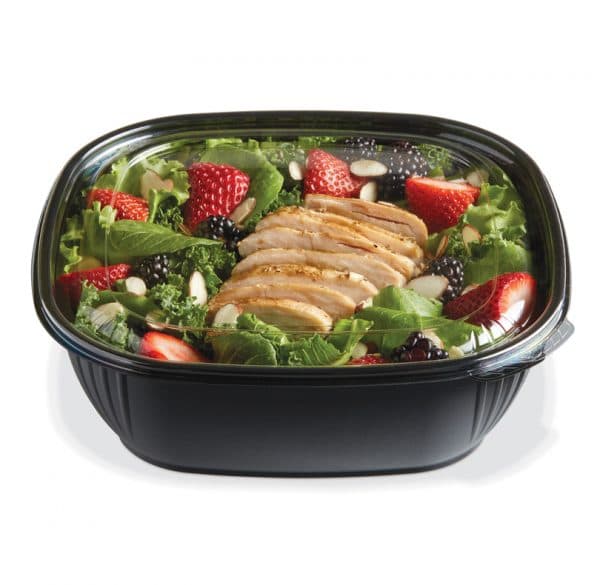 Fresh 'n Clear® Bowl 64 OZ PET Black Square 150/Case