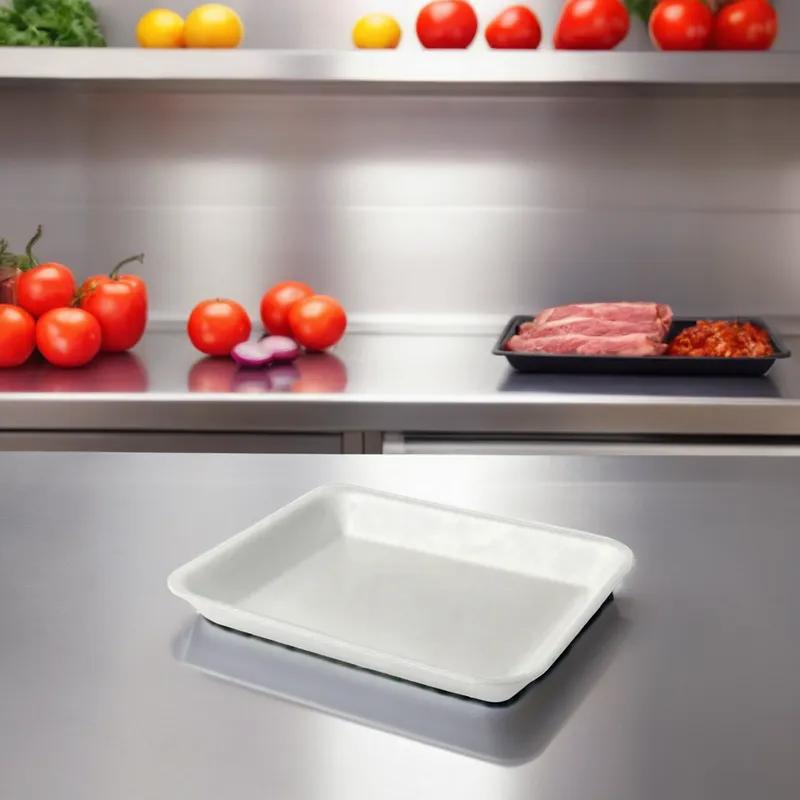 #2 Meat Tray Foam White Rectangle 500/Case