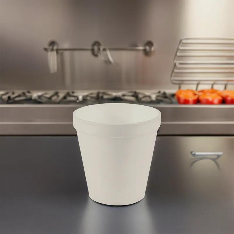 Food Container Base 16 OZ Polystyrene Foam White Round Squat 500/Case