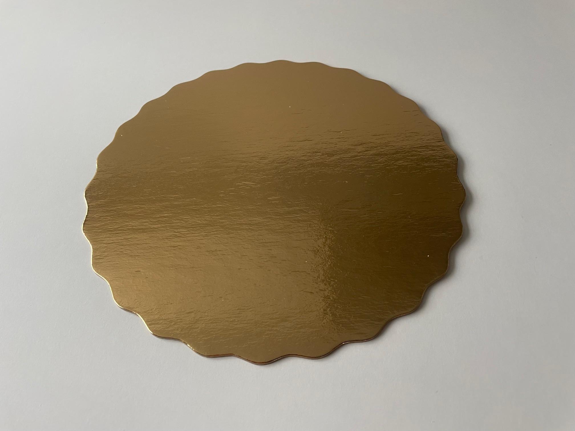 Cake Board 7 IN Paperboard Gold Round Scalloped 200/Case