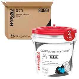 WypAll® PowerClean™ X70 Wipe Dispenser Kit 9.75X13 IN Medium Duty Bucket 220 Sheets/Roll 2 Rolls/Case 440 Sheets/Case