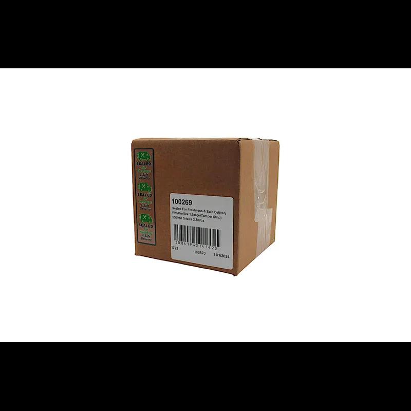 Sealed For Freshness & Safe Delivery Deli 1.5X6 IN White Green Black With Tamper Strip 500 Count/Roll 5 Rolls/Case