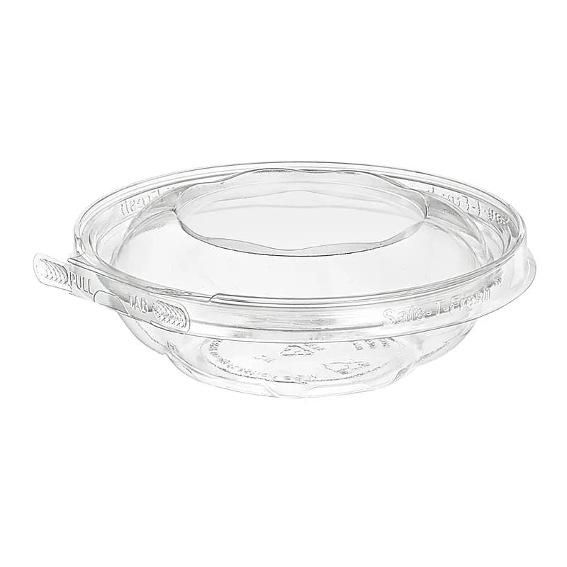 Safe-T-Fresh® Deli Container Hinged With Dome Lid 8 OZ RPET Clear Round Tamper-Evident 240/Case