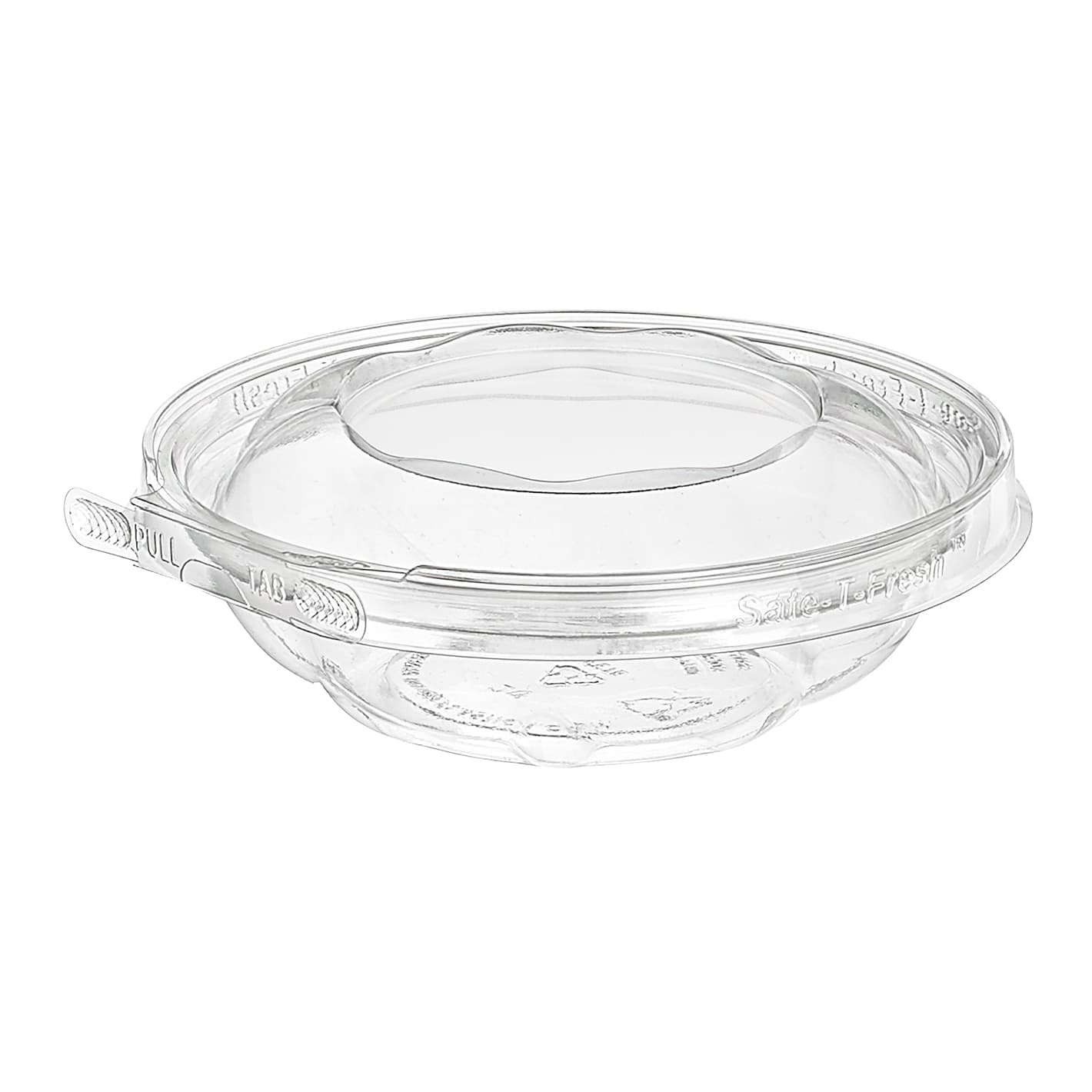 Safe-T-Fresh® Deli Container Hinged With Dome Lid 8 OZ RPET Clear Round Tamper-Evident 240/Case