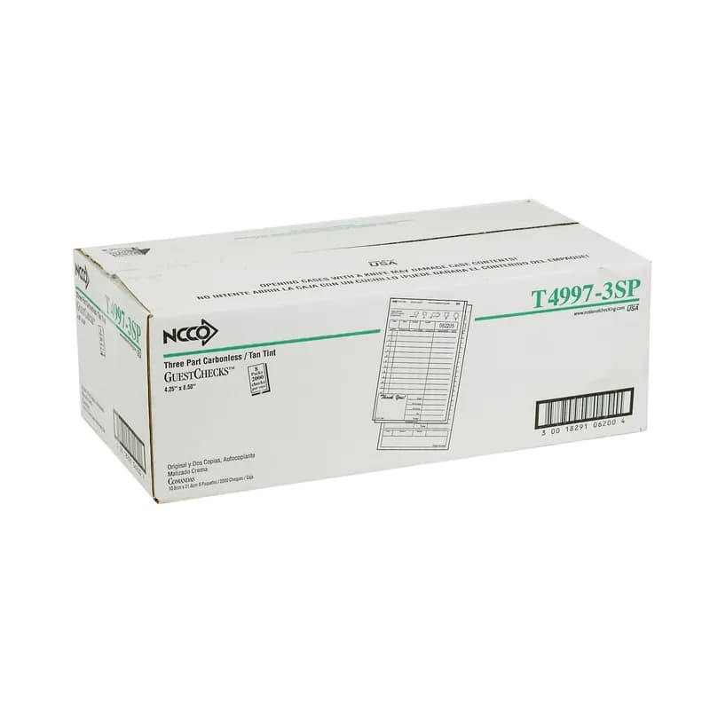 Guest Check 4.25X8.5 IN 3-Point Loose Carbonless 2000 Count/Case 2 Cases/Pallet