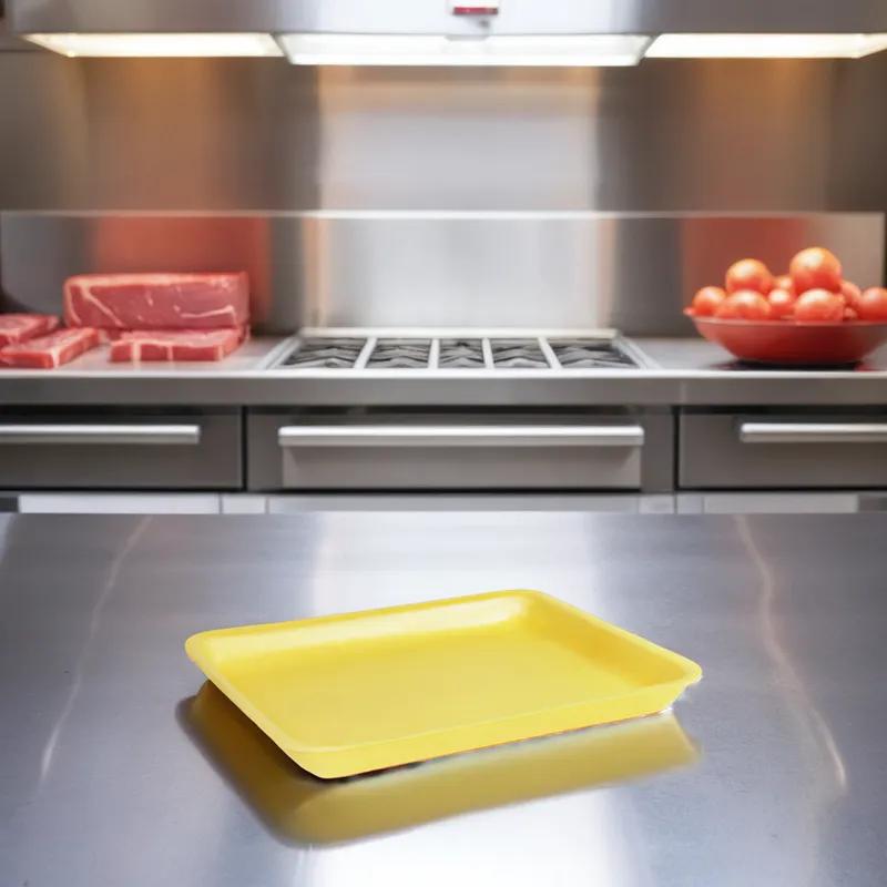 10S Meat Tray 1 Compartment Polystyrene Foam Yellow 500/Case