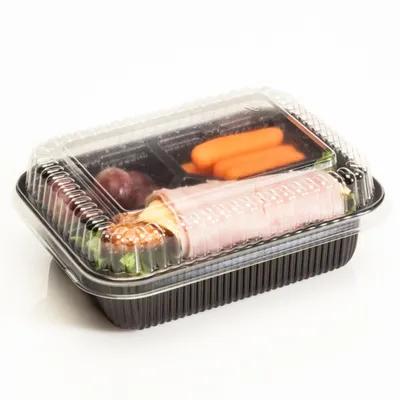 WNA Atrium Take-Out Container Base 6.59X4.97 IN 3 Compartment OPS Black Rectangle 1000/Case