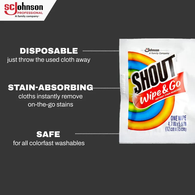 SC Johnson Professional® Shout® Laundry Stain Remover Towelette Instant 80/Case