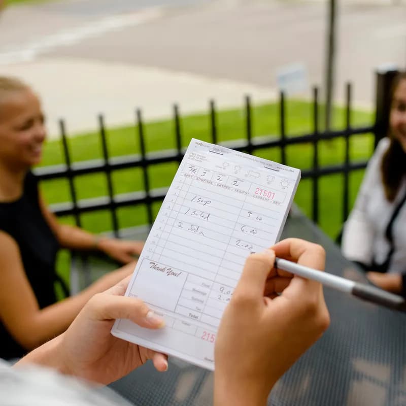 Guest Check 4.25X7.75 IN Tan Carbonless Medium-Wide Booked 2-Part 50 Sheets/Pack 40 Packs/Case 2000 Count/Case