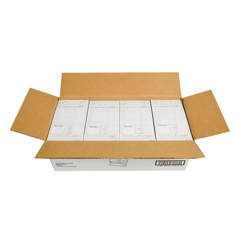 Guest Check 4.25X7.75 IN Tan Carbonless Medium-Wide Booked 2-Part 50 Sheets/Pack 40 Packs/Case 2000 Count/Case