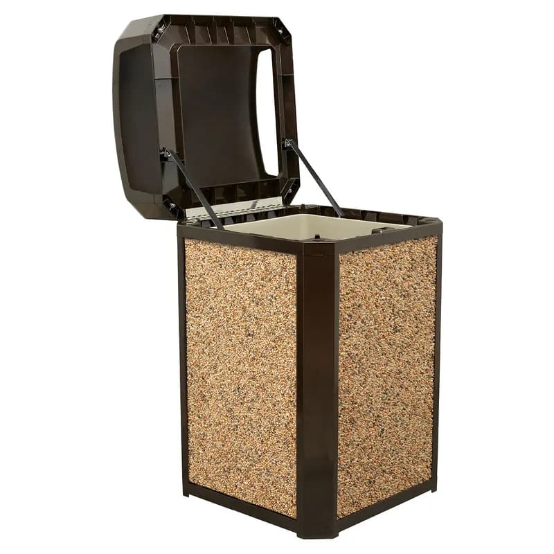 Landmark Series® Landfill 1-Stream Trash Can 26X26X46.5 IN 50 GAL Beige Resin With Dome Lid With Rigid Liner 1/Each