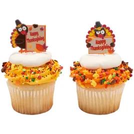 Cake & Cupcake Topper Pick Plastic Multicolor Happy Turkey 144/Pack