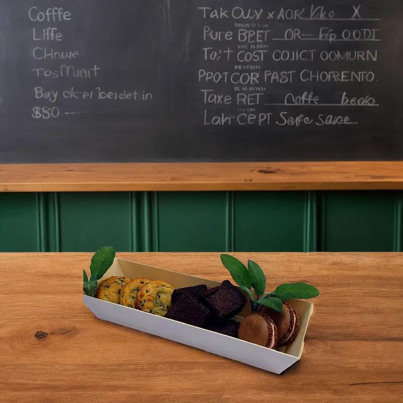 Take-Out Tray Base & Lid Combo With Post-Consumer RPET Dome Lid 7X2X1.75 IN Bamboo Rectangle 100/Case