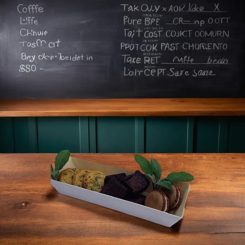 Take-Out Tray Base & Lid Combo With Post-Consumer RPET Dome Lid 7X2X1.75 IN Bamboo Rectangle 100/Case