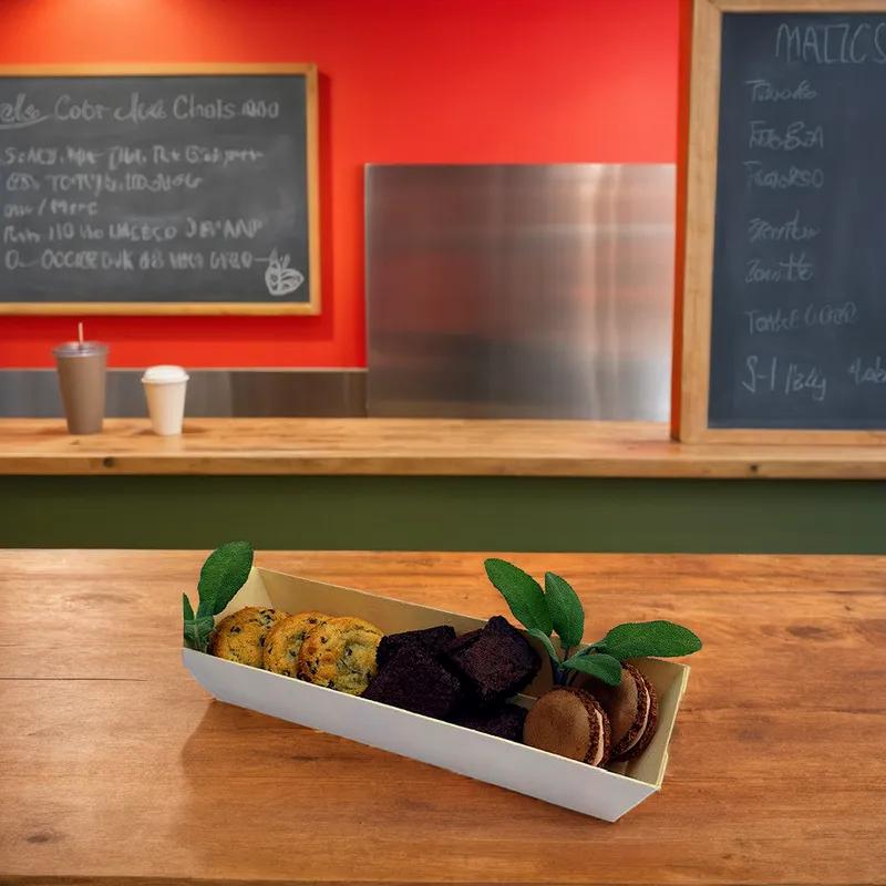 Take-Out Tray Base & Lid Combo With Post-Consumer RPET Dome Lid 7X2X1.75 IN Bamboo Rectangle 100/Case