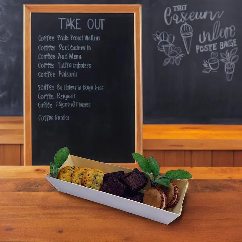 Take-Out Tray Base & Lid Combo With Post-Consumer RPET Dome Lid 7X2X1.75 IN Bamboo Rectangle 100/Case