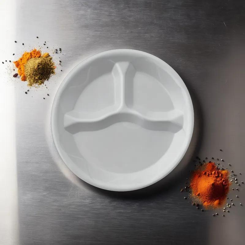 Plate 10.25 IN 3 Compartment Foam White Round 500/Case