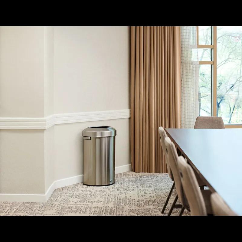 Refine™ 1-Stream Trash Can 19.7X13.7X29.5 IN 21 GAL Stainless Half Round Steel With Open Lid 1/Each