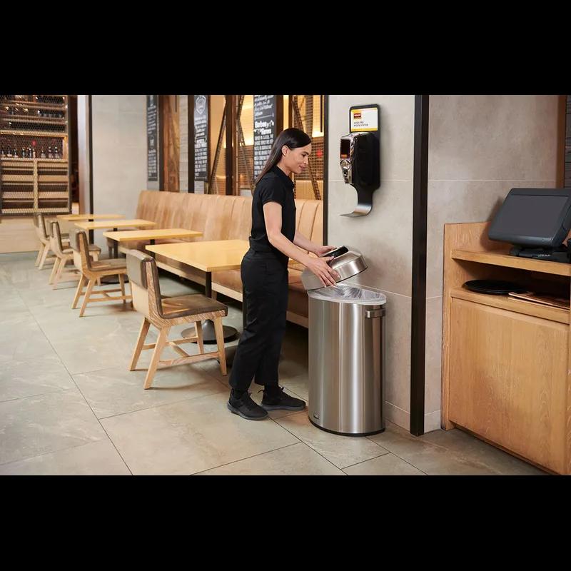 Refine™ 1-Stream Trash Can 19.7X13.7X29.5 IN 21 GAL Stainless Half Round Steel With Open Lid 1/Each