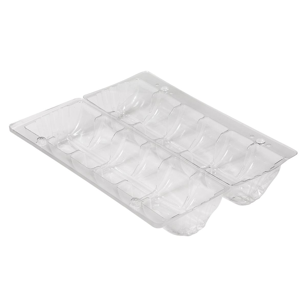 Ice Cream Sandwich Dessert Container Hinged 6 Compartment OPS Clear 200/Case