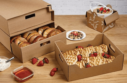 Take-Out Box Base & Lid Combo With Flat Lid 23.5X13.25X4.75 IN Corrugated Paperboard Kraft Rectangle 15/Case