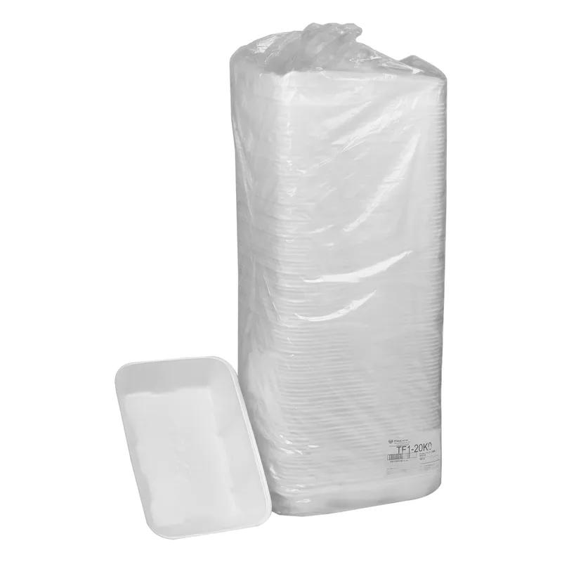 20K Supermarket Tray 12X8.75X2.4 IN 1 Compartment Polystyrene Foam White Rectangle 100/Case