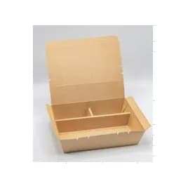 Bento Box With Flat Lid 7X9X3 IN 3 Compartment Paper Wood Rectangle 200/Case