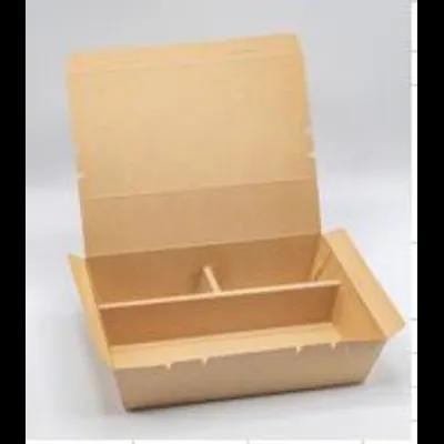 Bento Box With Flat Lid 7X9X3 IN 3 Compartment Paper Wood Rectangle 200/Case