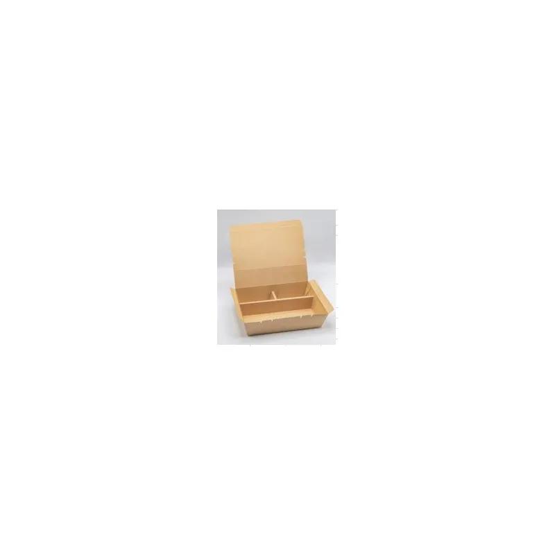 Bento Box With Flat Lid 7X9X3 IN 3 Compartment Paper Wood Rectangle 200/Case