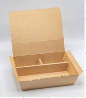 Bento Box With Flat Lid 7X9X3 IN 3 Compartment Paper Wood Rectangle 200/Case