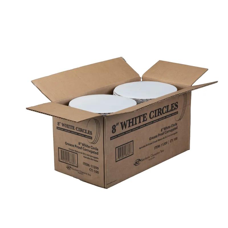 Cake Circle 8 IN Corrugated Paperboard White Round Grease Resistant Single Wall 100/Case
