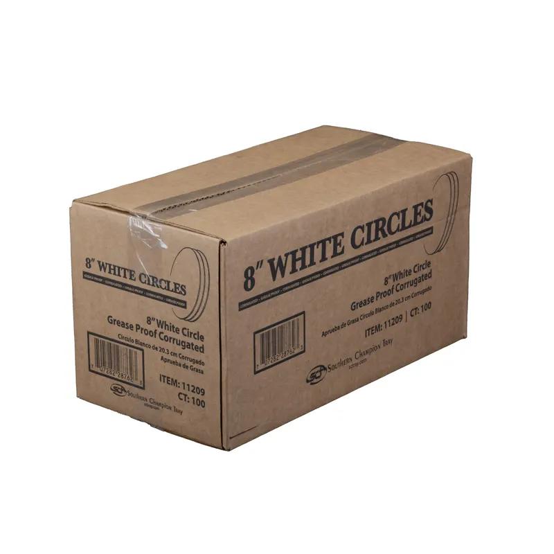 Cake Circle 8 IN Corrugated Paperboard White Round Grease Resistant Single Wall 100/Case
