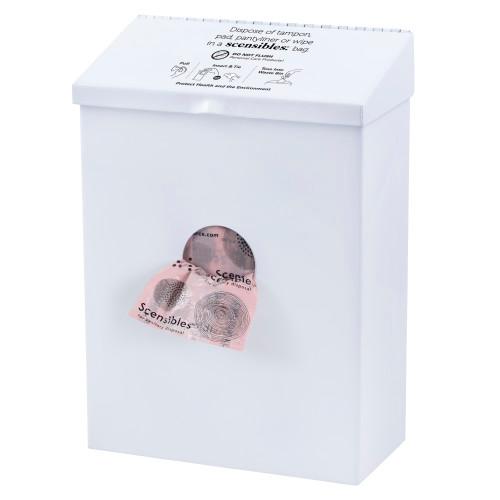 Scensibles® Trash Can White Rectangle Metal With Hinged Lid Wall Mounted 1/Each