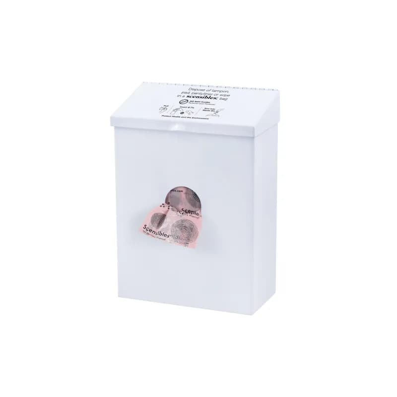 Scensibles® Trash Can White Rectangle Metal With Hinged Lid Wall Mounted 1/Each