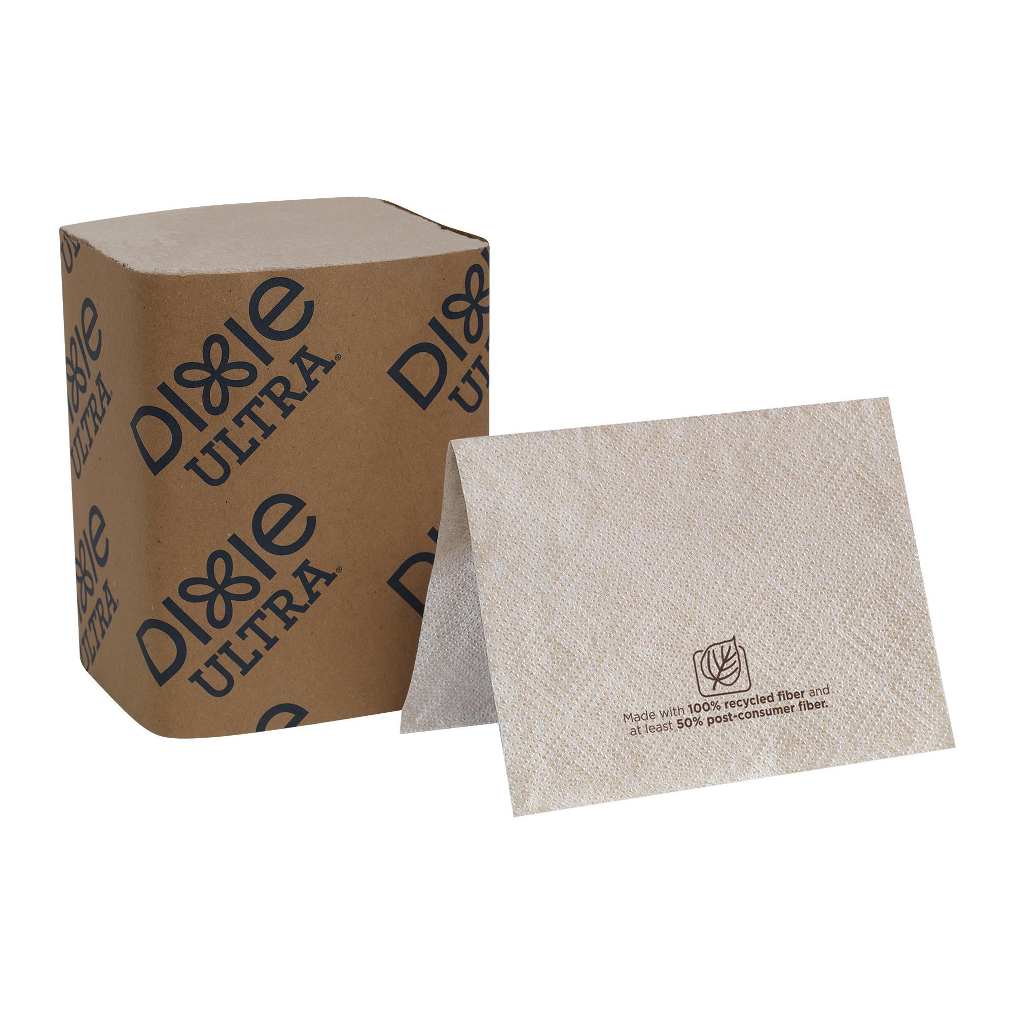 Dixie® Ultra Dispenser Napkins 9.9X6.5 IN Kraft Eco Print Paper 2PLY Single Fold Refill 250 Sheets/Pack 24 Packs/Case