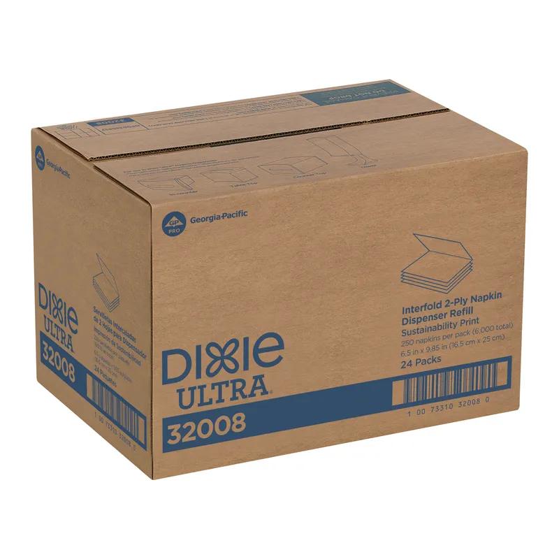 Dixie® Ultra Dispenser Napkins 9.9X6.5 IN Kraft Eco Print Paper 2PLY Single Fold Refill 250 Sheets/Pack 24 Packs/Case