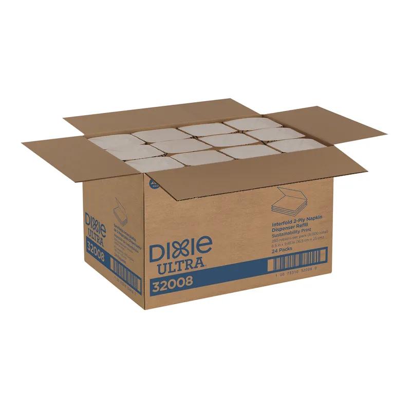Dixie® Ultra Dispenser Napkins 9.9X6.5 IN Kraft Eco Print Paper 2PLY Single Fold Refill 250 Sheets/Pack 24 Packs/Case