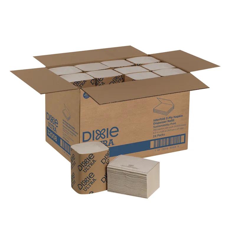 Dixie® Ultra Dispenser Napkins 9.9X6.5 IN Kraft Eco Print Paper 2PLY Single Fold Refill 250 Sheets/Pack 24 Packs/Case
