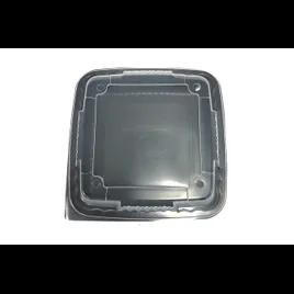 Pebble Box Take-Out Container Base & Lid Combo 9X9X3 IN PP Black Clear Square Microwave Safe Grease Resistant 150/Case