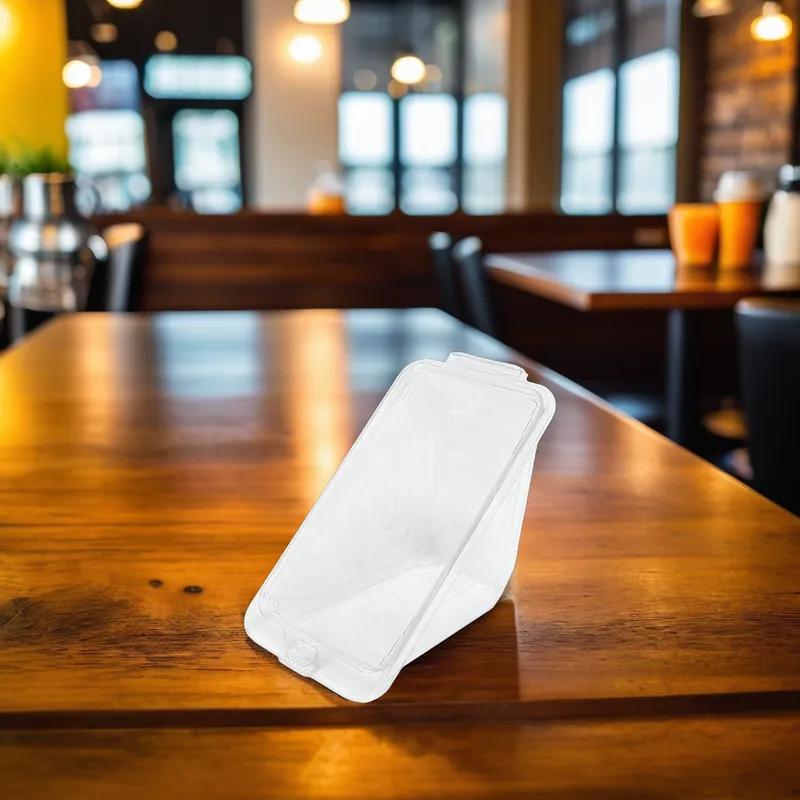 Sandwich Wedge Hinged With Flat Lid 4X5.1X5.2 IN RPET Clear Triangle 250/Case