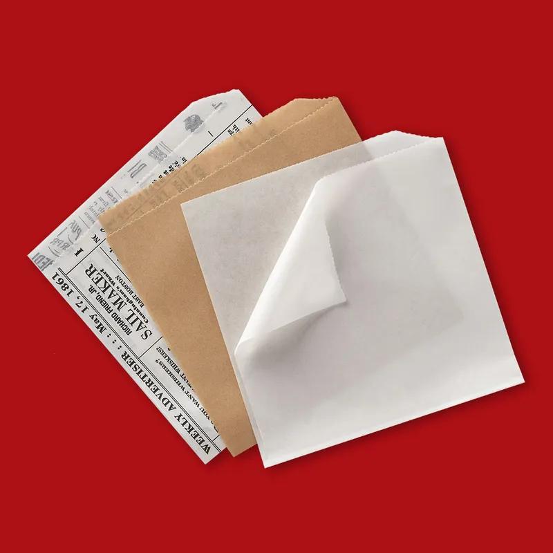 Sandwich Bag 7X6.75 IN Kraft Paper Kraft With Side Open Closure Grease Resistant 1000/Case