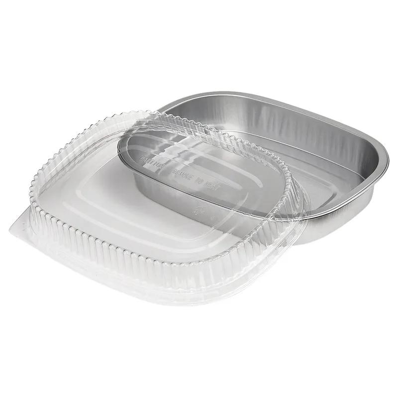 Victoria Bay Take-Out Container Base & Lid Combo With Dome Lid Small (SM) 22 OZ Aluminum Plastic Silver Clear 100/Case