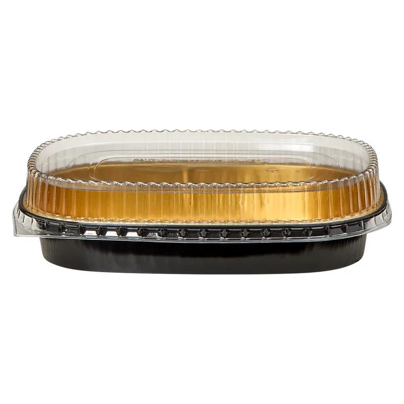 Victoria Bay Take-Out Container Base & Lid Combo With Dome Lid Small (SM) 22 OZ 8.115X6.125X1.75 IN Aluminum Plastic Black Gold Clear 100/Case