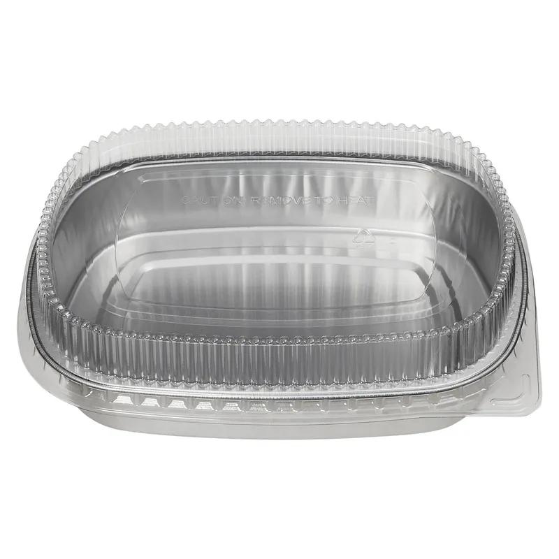Victoria Bay Take-Out Container Base & Lid Combo With Dome Lid Medium (MED) 52 OZ Aluminum Plastic Silver Clear 50/Case