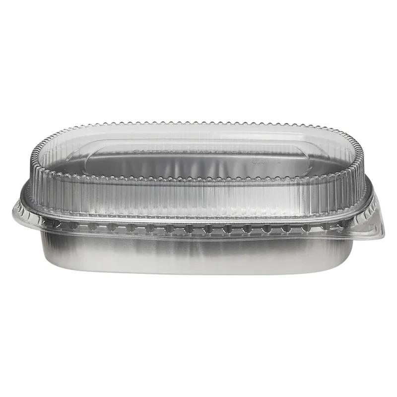 Victoria Bay Take-Out Container Base & Lid Combo With Dome Lid Medium (MED) 52 OZ Aluminum Plastic Silver Clear 50/Case