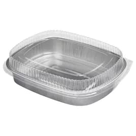 Victoria Bay Take-Out Container Base & Lid Combo With Dome Lid Large (LG) 72 OZ Aluminum Plastic Silver Clear 50/Case