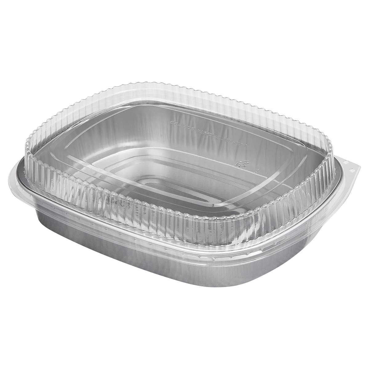 Victoria Bay Take-Out Container Base & Lid Combo With Dome Lid Large (LG) 72 OZ Aluminum Plastic Silver Clear 50/Case