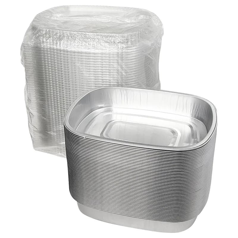Victoria Bay Take-Out Container Base & Lid Combo With Dome Lid Large (LG) 72 OZ Aluminum Plastic Silver Clear 50/Case